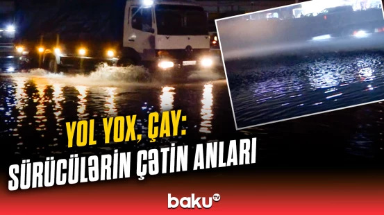 Lökbatanda yol yoxa çıxdı | Partlayan boru yolu çaya çevirdi