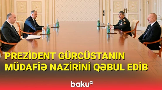 İlham Əliyev Gürcüstanın müdafiə nazirini qəbul edib