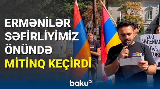 Ermənilər ABŞ-dəki Azərbaycan səfirliyinin önündə mitinq keçirdi