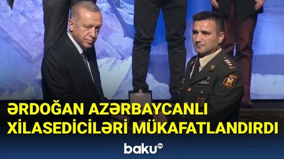 Ərdoğan azərbaycanlı xilasediciləri mükafatlandırdı
