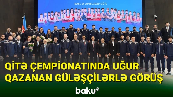 Avropa çempionatında uğur qazanan güləşçilərlə görüş