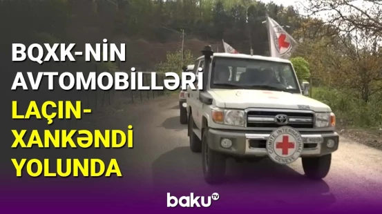 BQXK-nin avtomobilləri Laçın-Xankəndi yolunda