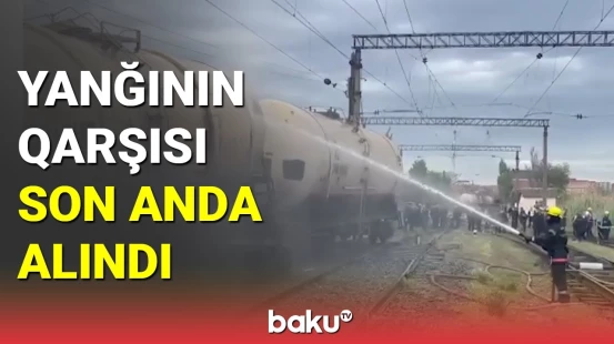 Əhmədli qəsəbəsində yanacaqdaşıyan vaqon reysdən çıxaraq aşdı