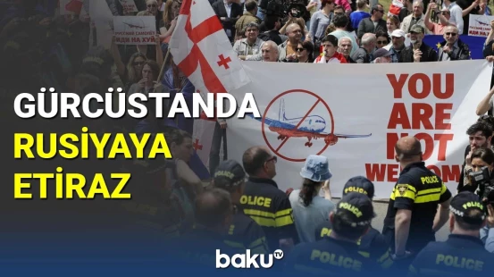 Gürcüstanda Rusiyaya etiraz