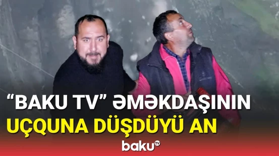 Çəkiliş anında qaya parçaları İsmayıllı-Lahıc yoluna düşdü
