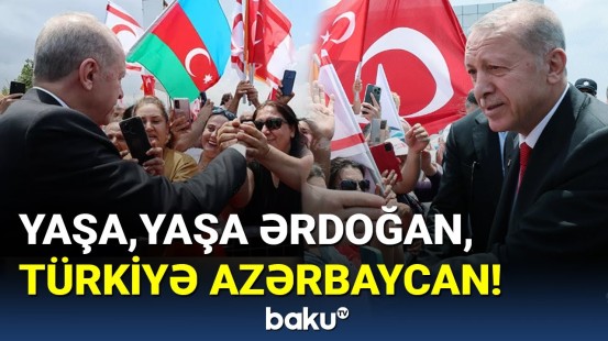 Azərbaycanlılar Ərdoğanı Kiprdə şüarlarla qarşıladı