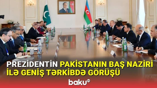 İlham Əliyevin və Baş nazir Məhəmməd Şahbaz Şərifin geniş tərkibdə görüşü