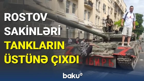 Rostov şəhərinin küçələrində hərbi maşınlar düzülür