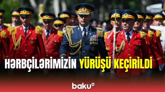 Bölgələrdə hərbi qulluqçuların yürüşü keçirilib
