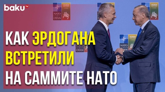 На Саммите НАТО Эрдогана Приветствуют Президент Литвы Науседа и Генсек НАТО Столтенберг