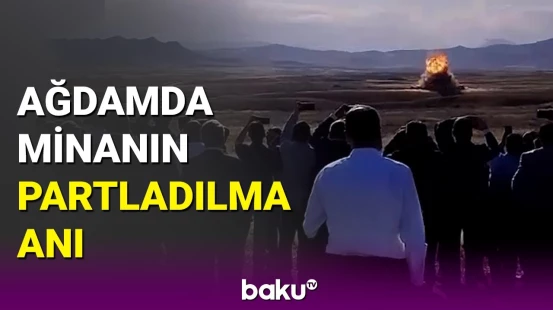 Ağdamda mina partlatma təlimindən görüntülər