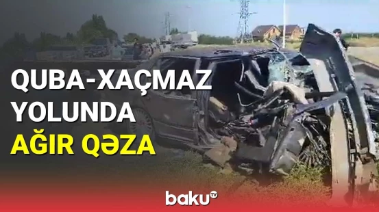 Quba-Xaçmaz yolunda 2 avtomobil toqquşdu