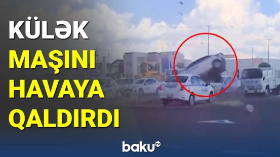 Yaponiyada güclü külək avtomobili havaya qaldırdı