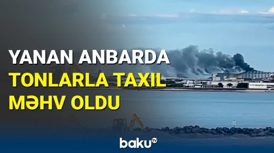 Fransa limanında taxıl anbarı yanır