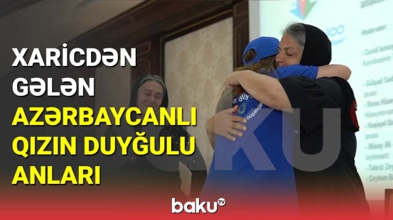 Xaricdən gələn azərbaycanlı qızın şəhid anaları ilə duyğulu anları