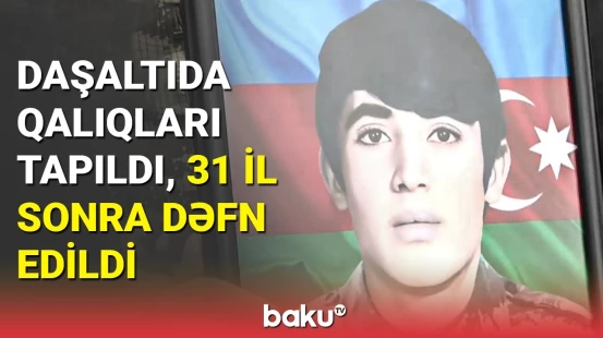 Qalıqları tapılan hərbçimizin dəfnindən görüntülər