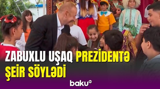 Laçınlı uşaq Prezidentə "İstiklal Marşı"nı söylədi