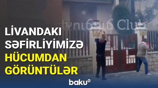 Livandakı səfirliyimizə hücum: Ermənistan bayraqları ilə maddələr atıldı