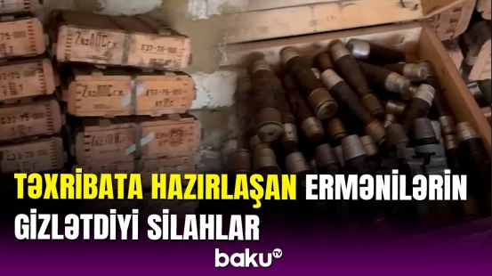 Müdafiə Nazirliyi separatçıların silah anbarının görüntüsünü yaydı