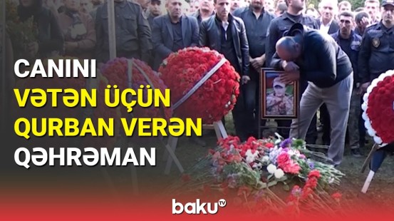 Şəhid Nail Süleymanlı doğma yurdunda torpağa tapşırıldı: Qaxdan təsirli anlar