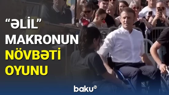 Makron əlil arabasında basketbol oynadı