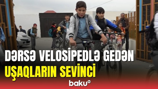 Bakının bu məktəbində şagirdlər velosipedlə dərsə gedir: məktəblilər üçün rahat üsul