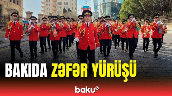 Bakıda Zəfər yürüşündən maraqlı görüntülər