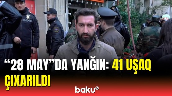 Bakının mərkəzində yanan binada son vəziyyət