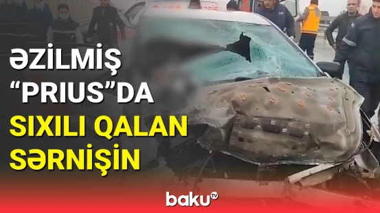 “Prius” evakuatorla toqquşdu | Zığda dəhşətli yol qəzası