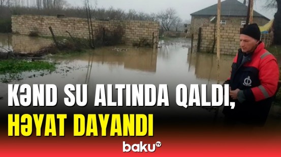 Xaçmazın kəndində küçə və həyətləri su basdı