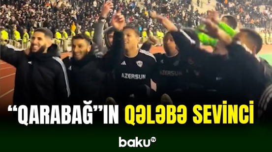 "Qarabağ" futbolçuları qələbəni azarkeşlərlə birlikdə qeyd ediblər