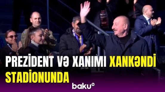 Prezident və Birinci xanım Xankəndi stadionuna daxil oldu