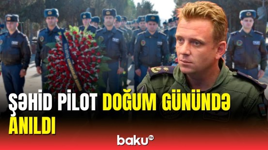 Şəhid hərbi pilot Rəşad Atakişiyevin doğum günündə məzarı ziyarət edildi