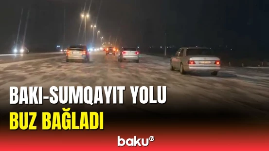 Bakı-Sumqayıt yolunda qar təhlükə yaratdı