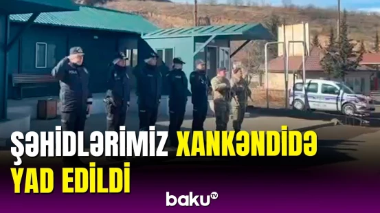 Xankəndidə 20 Yanvar şəhidlərinin xatirəsinə 1 dəqiqəlik sükut