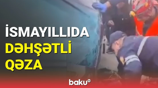 İsmayıllıda ağır qəza | Sürücü sükan arxasında sıxışdı