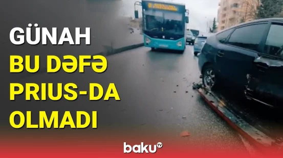 Bakıda avtobus "Prius"la toqquşdu