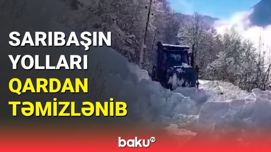 Qaxda güclü qar nəticəsində bağlanan yollar açılır