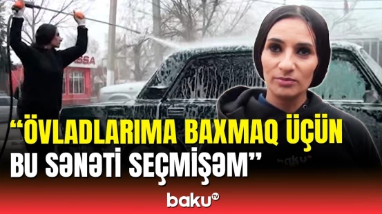 Mingəçevirdə 9 ildir avtoyuyucu işləyən xanım