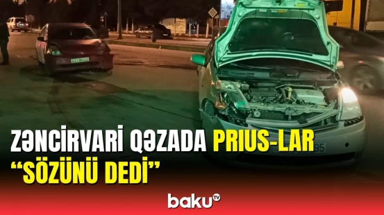 Sumqayıtda ağır qəza | 3 avtomobil toqquşdu