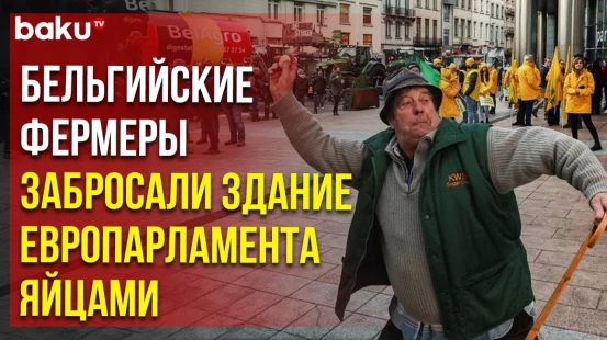 Протестующие бельгийские фермеры закидали здание Европарламента яйцами