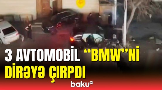 Bakıda zəncirvari qəza | 2 "BMW" və 2 "Toyota" toqquşdu