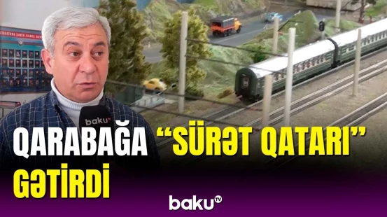 Bərdə-Xankəndi dəmiryolunun maketini hazırlayan müharibə iştirakçısı
