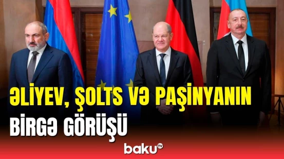 İlham Əliyevin Olaf Şolts və Paşinyan ilə Münxen görüşü