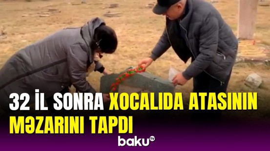 Xocalıda illər sonra tapdığı yaxınlarının məzarına gələn qadın