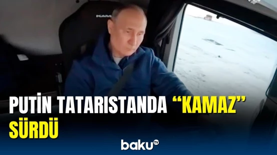 Putin Baş nazirin müavini Marat Xusnullinlə yük maşınına mindi