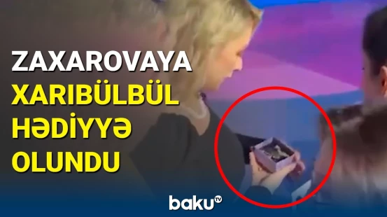 Zaxarovaya Qarabağın zəfər simvolu hədiyyə edildi