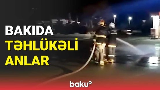 Küçədə dizel "sel"i yarandı | Yanacaqdaşıyan maşın "KamAZ"la toqquşdu