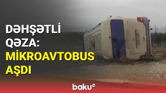 Bakı-Quba yolunda "Hyundai" markalı avtobus aşdı