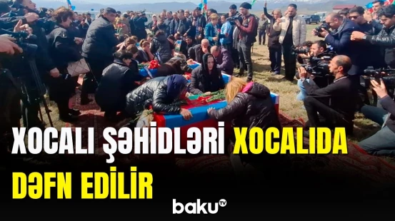 7 Xocalı şəhidi xiyabana gətirildi | Xocalıda dəfn mərasimi